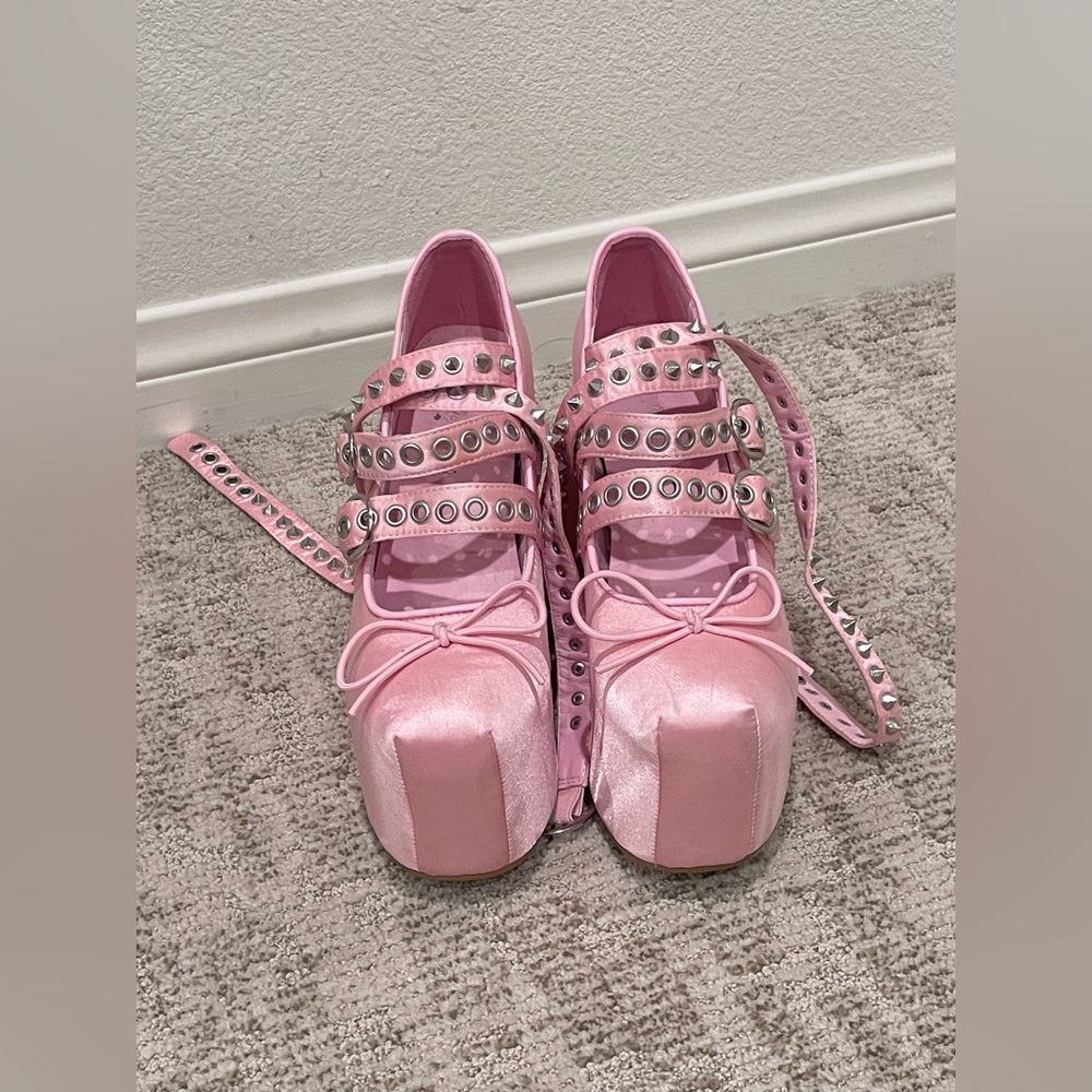 Studded ballet platform heels